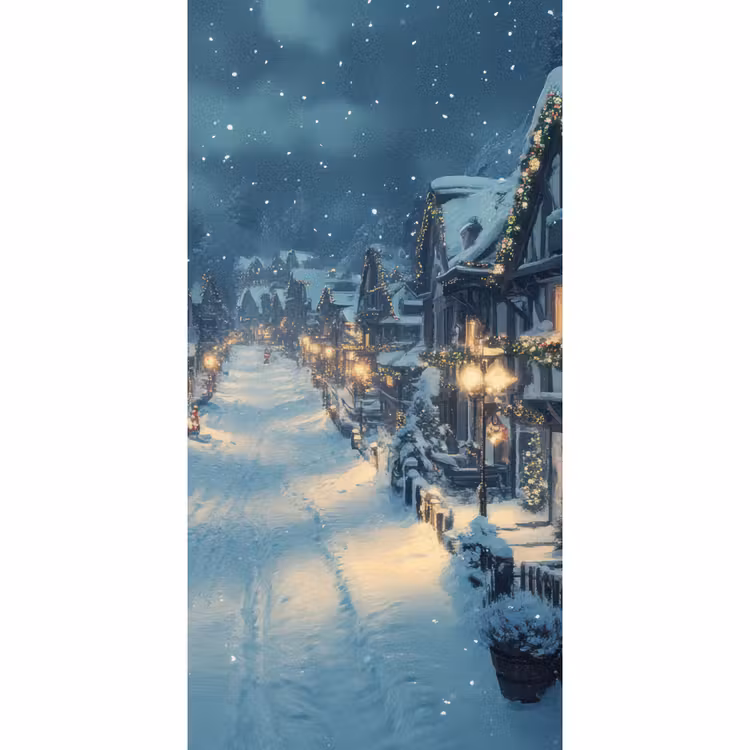 Behang - Kerstdorp - Kerst - Sneeuw - Winter — 2