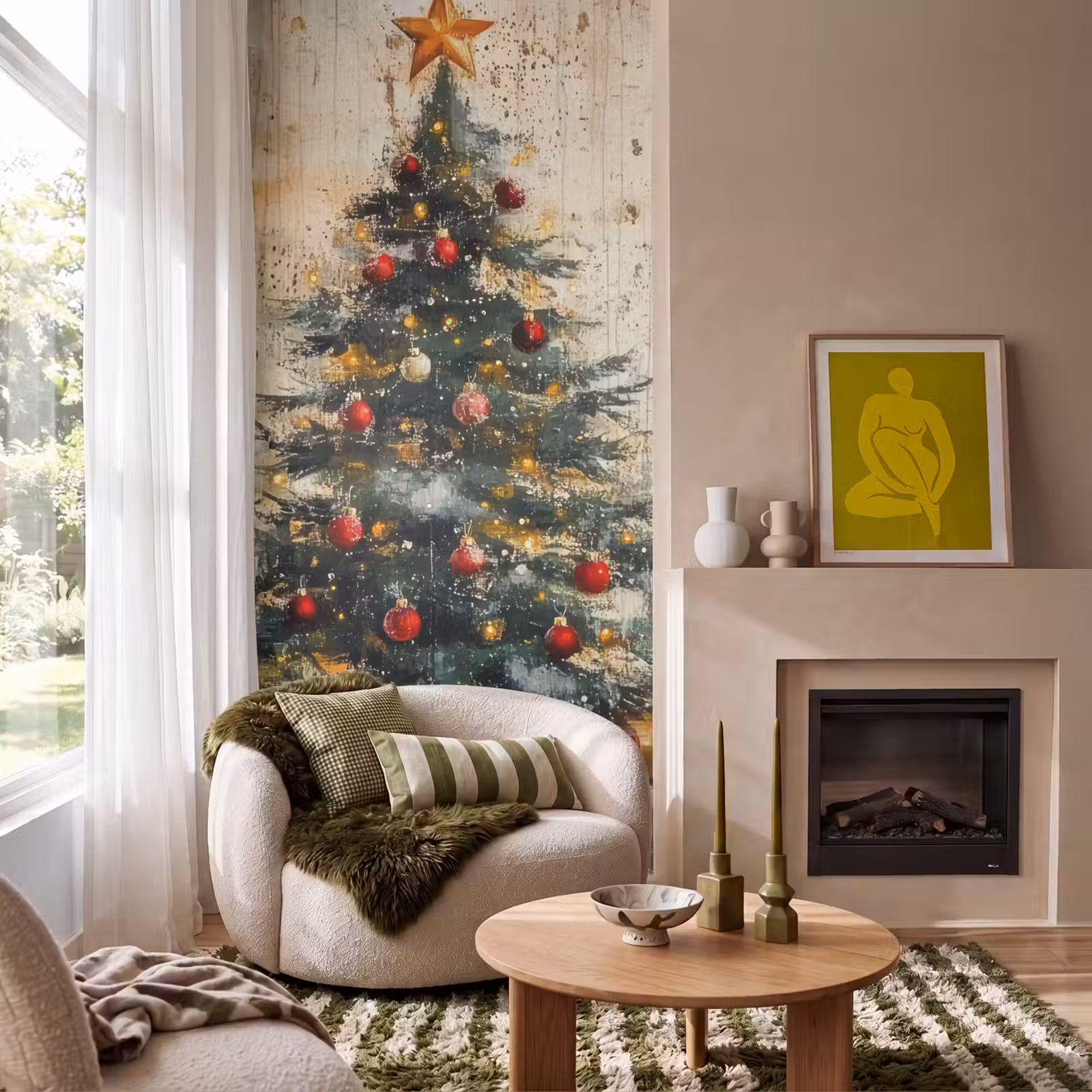 Behang - Kerstboom - Vintage - Kerst - Cadeau — 1