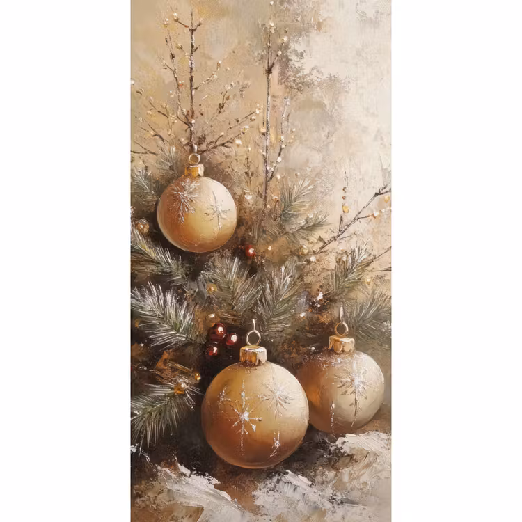 Behang - Kerst - Kerstballen - Beige - Goud — 2