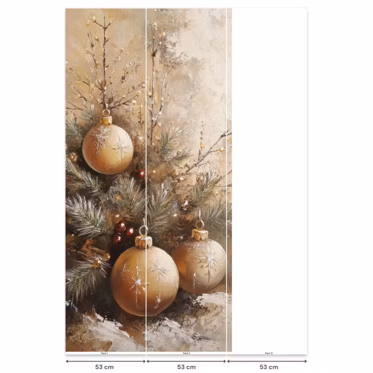 Behang - Kerst - Kerstballen - Beige - Goud — 6