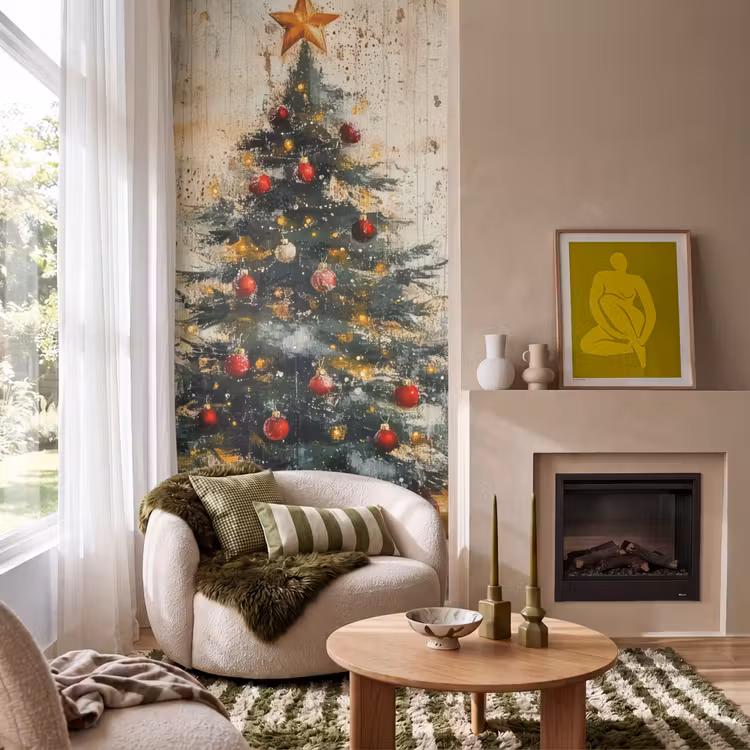 Behang - Kerstboom - Vintage - Kerst - Cadeau — 1