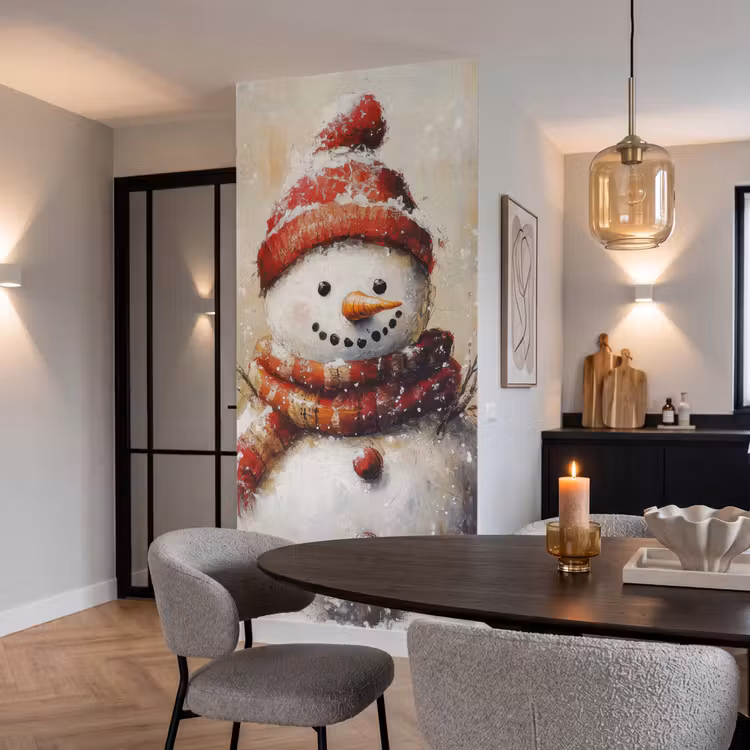 Behang - Sneeuwpop - Winter - Sneeuw - Beige — 5