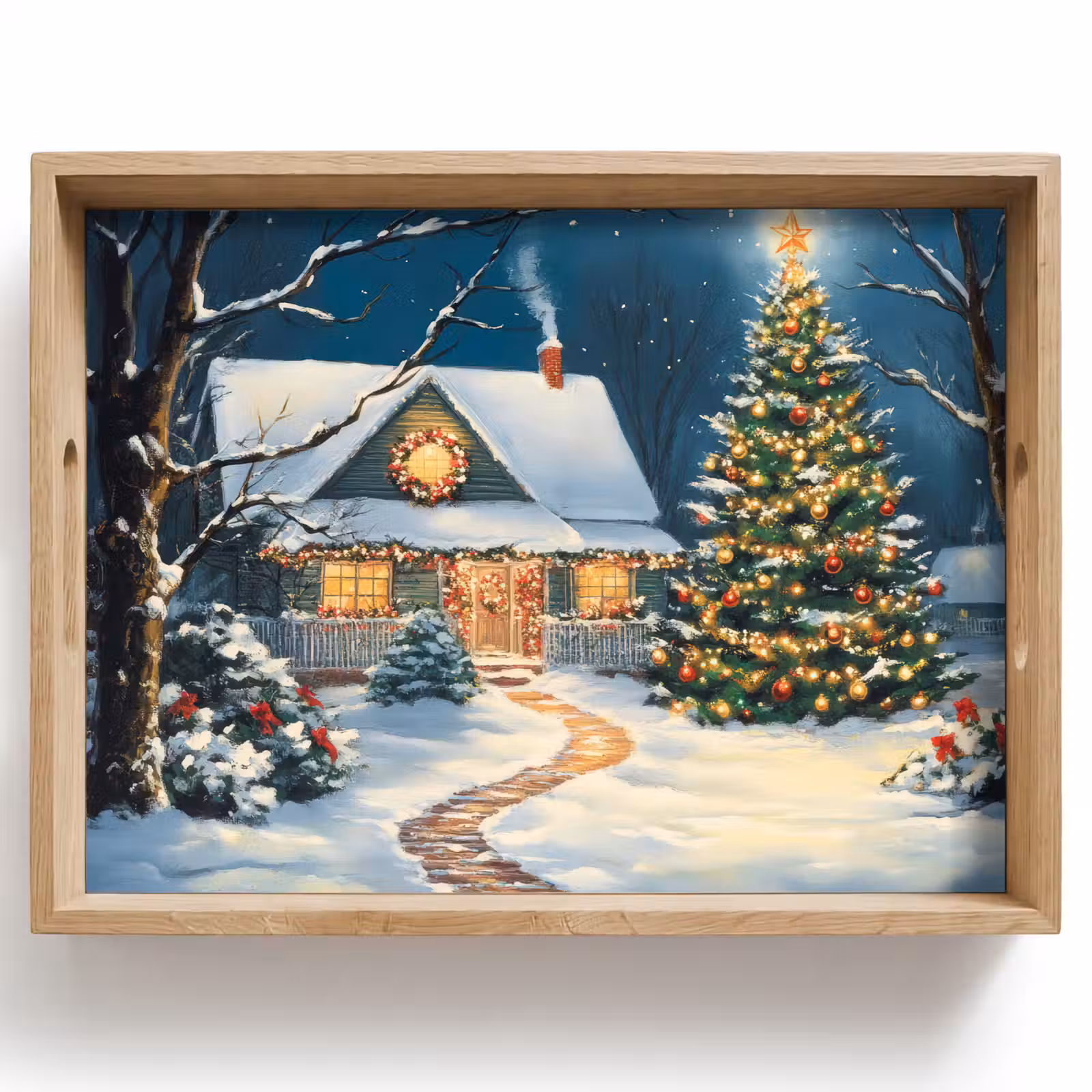 Dienblad - Kerst - Kerstboom - Winter - Huis - Sneeuw — 1