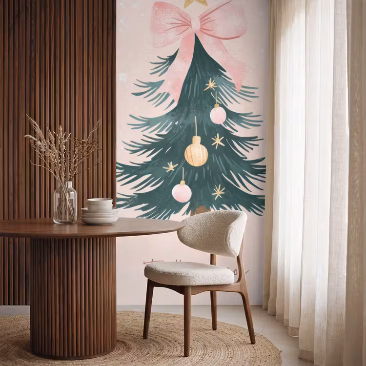 Behang - Christmas Season - Kerst - Kerstboom - Roze — 4