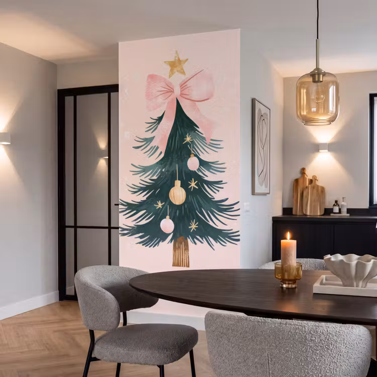 Behang - Christmas Season - Kerst - Kerstboom - Roze — 5