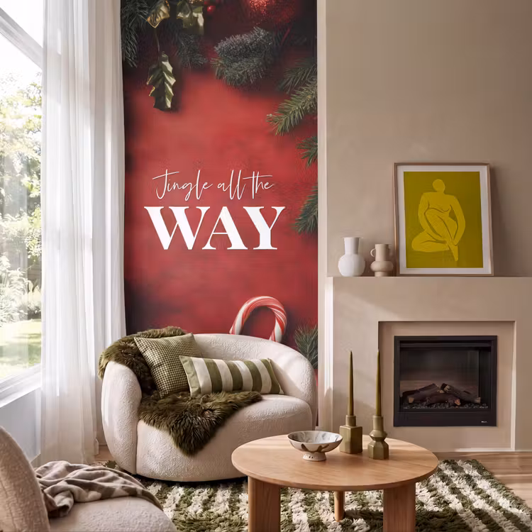 Behang - Kerst - Quote - Rood - Kerstballen — 1