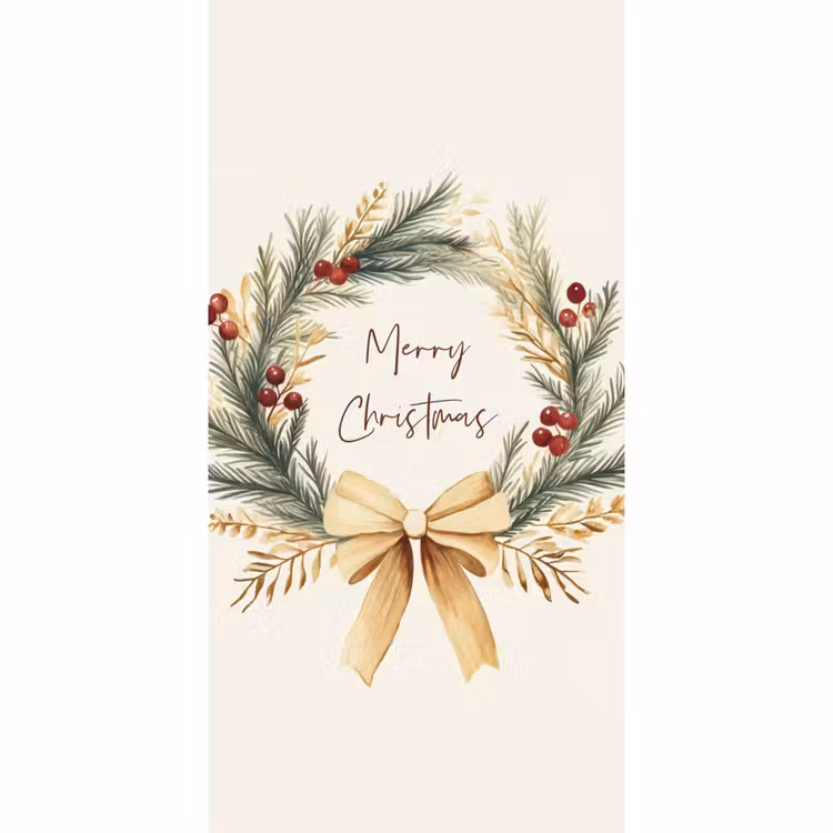 Behang - Kerstkrans - Kerst - Goud - Beige — 2