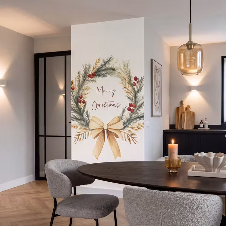 Behang - Kerstkrans - Kerst - Goud - Beige — 5