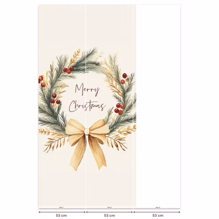 Behang - Kerstkrans - Kerst - Goud - Beige — 6