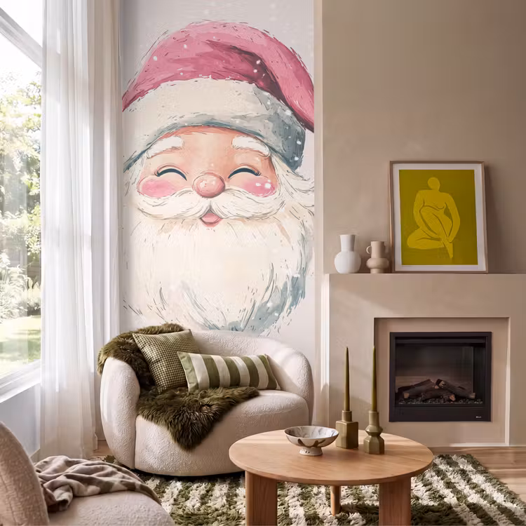 Behang - Kerstman - Kerst - Quote - Beige — 1