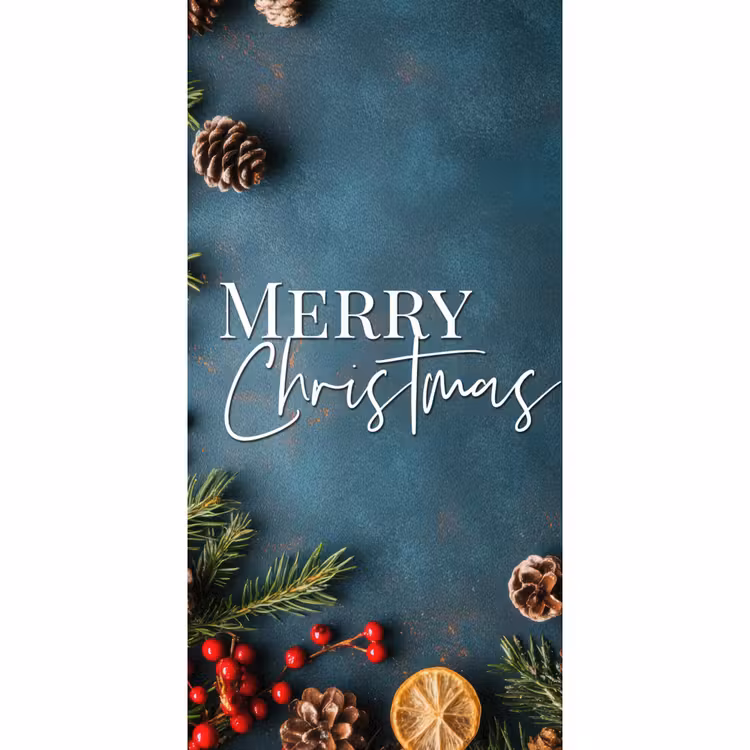Behang - Merry Christmas - Blauw - Kerst - Winter — 2