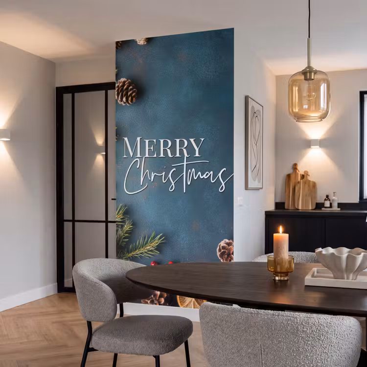 Behang - Merry Christmas - Blauw - Kerst - Winter — 5