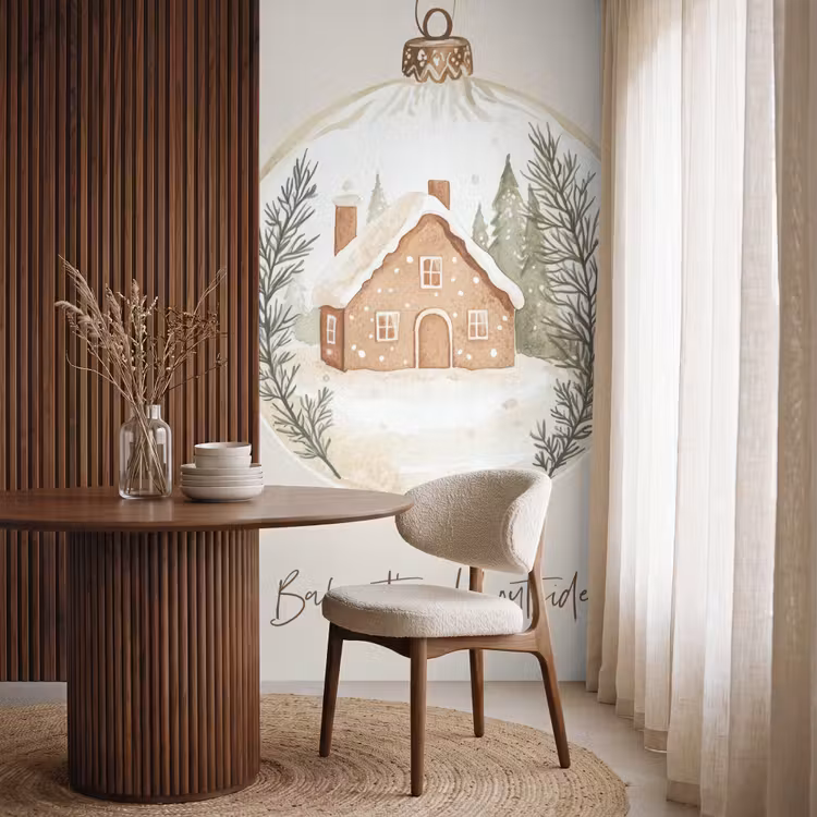 Behang - Quote - Winter - Kerst - Beige - Kerstbal — 4