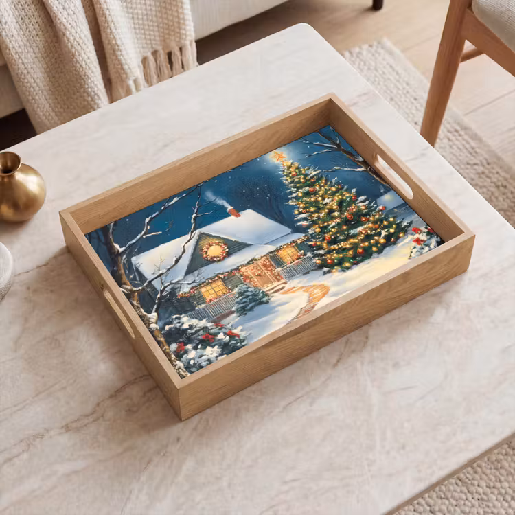 Dienblad - Kerst - Kerstboom - Winter - Huis - Sneeuw — 2