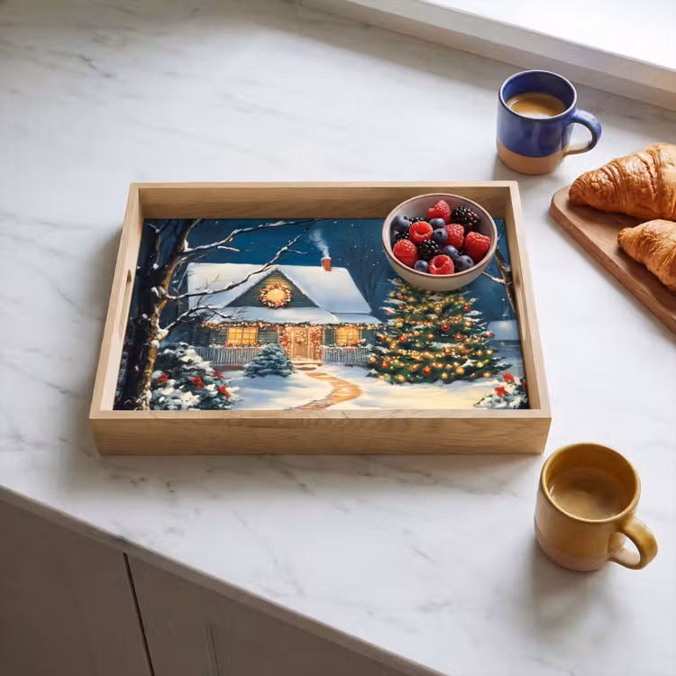 Dienblad - Kerst - Kerstboom - Winter - Huis - Sneeuw — 4