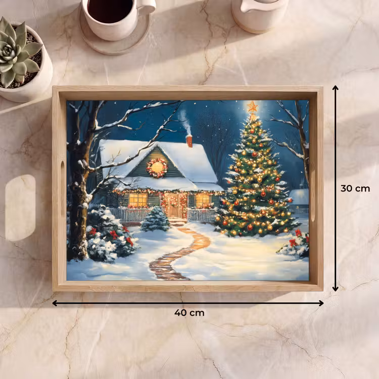 Dienblad - Kerst - Kerstboom - Winter - Huis - Sneeuw — 9