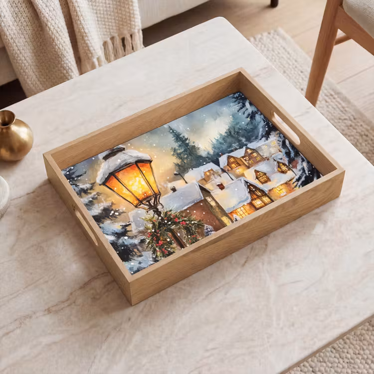 Dienblad - Kerstdorp - Huizen - Sneeuw - Kerst — 2