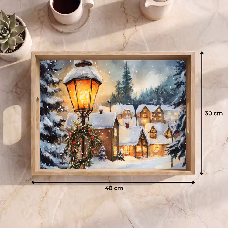 Dienblad - Kerstdorp - Huizen - Sneeuw - Kerst — 9