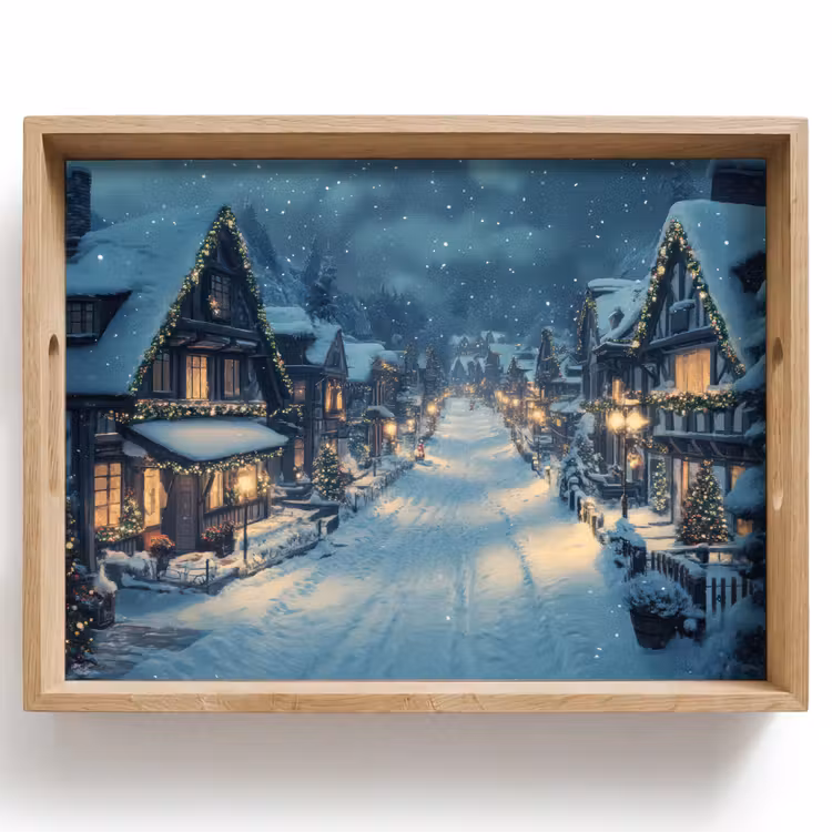 Dienblad - Kerstdorp - Kerst - Sneeuw - Winter — 1