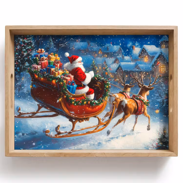 Dienblad - Kerstman - Rendier - Kerst - Sneeuw — 1