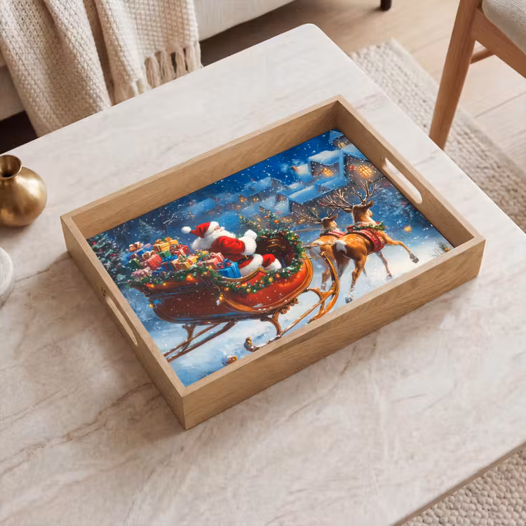 Dienblad - Kerstman - Rendier - Kerst - Sneeuw — 2