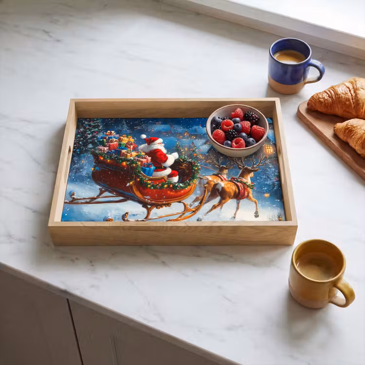 Dienblad - Kerstman - Rendier - Kerst - Sneeuw — 4