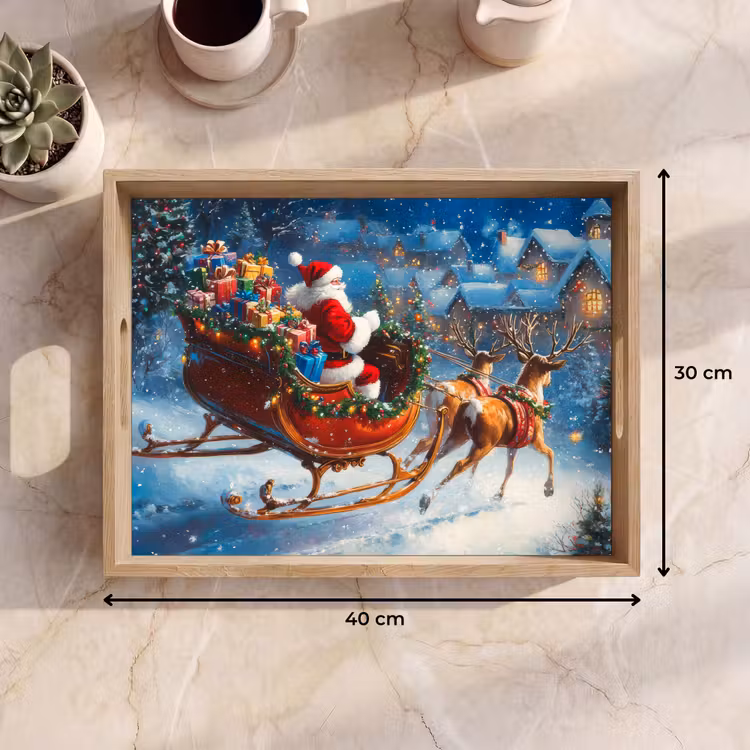 Dienblad - Kerstman - Rendier - Kerst - Sneeuw — 9