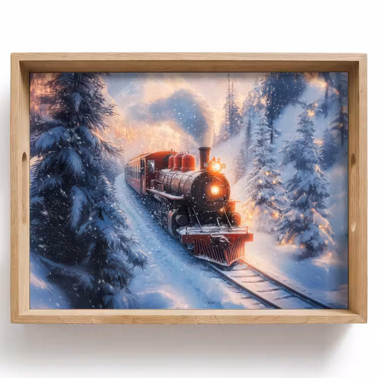 Dienblad - Kersttrein - Sneeuw - Winter - Kerst — 1