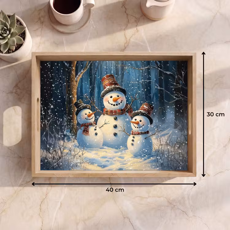 Dienblad - Sneeuwpop - Sneeuw - Winter - Bos — 9