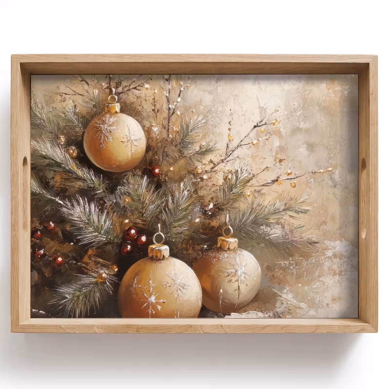 Dienblad - Kerst - Kerstballen - Beige - Goud — 1