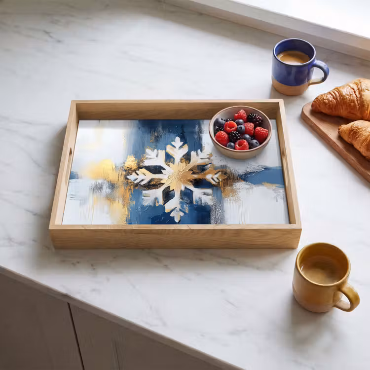 Dienblad - Abstract - Winter - Sneeuwvlok - Sneeuw - Goud — 4