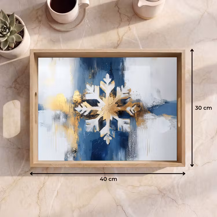 Dienblad - Abstract - Winter - Sneeuwvlok - Sneeuw - Goud — 9