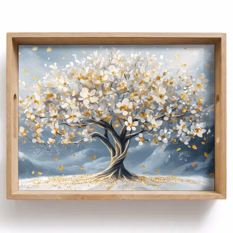 Dienblad - Boom - Winter - Levensboom - Modern - Goud — 1