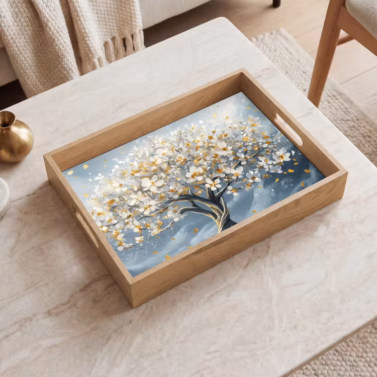 Dienblad - Boom - Winter - Levensboom - Modern - Goud — 2