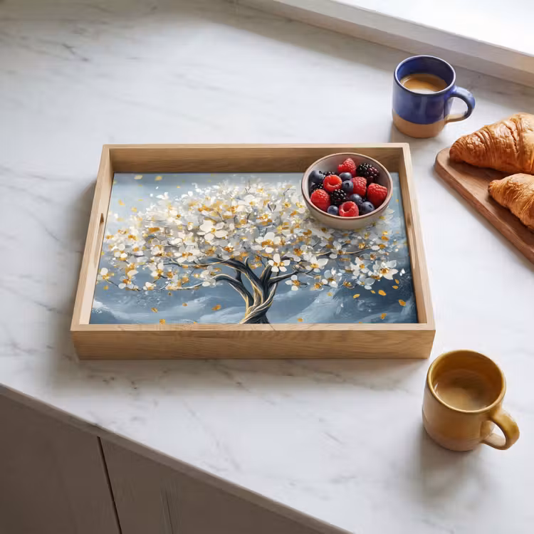 Dienblad - Boom - Winter - Levensboom - Modern - Goud — 4