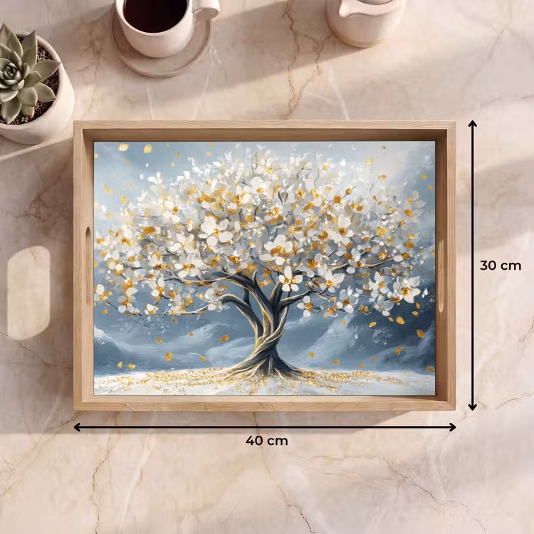 Dienblad - Boom - Winter - Levensboom - Modern - Goud — 9