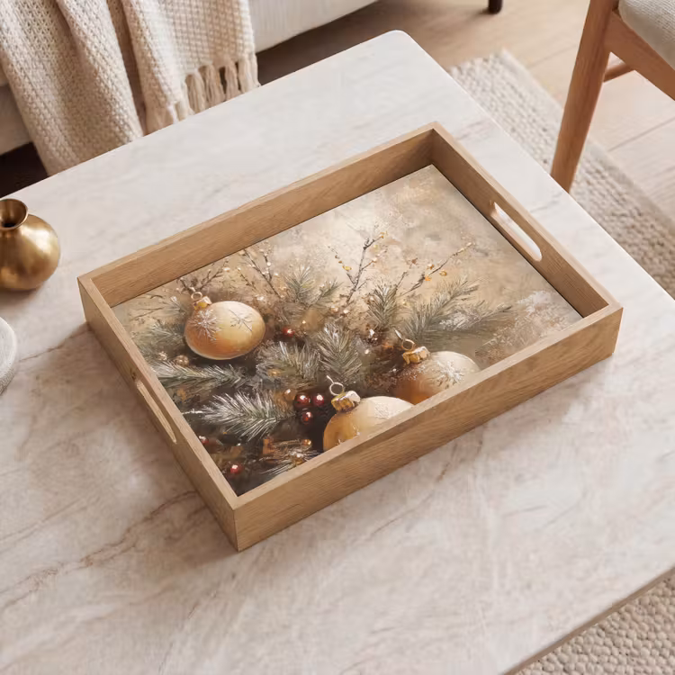 Dienblad - Kerst - Kerstballen - Beige - Goud — 2