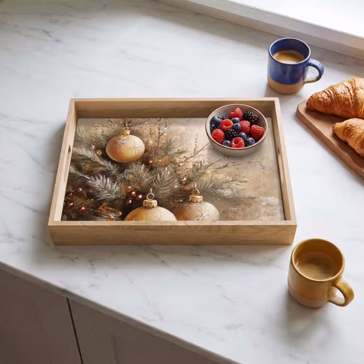 Dienblad - Kerst - Kerstballen - Beige - Goud — 4