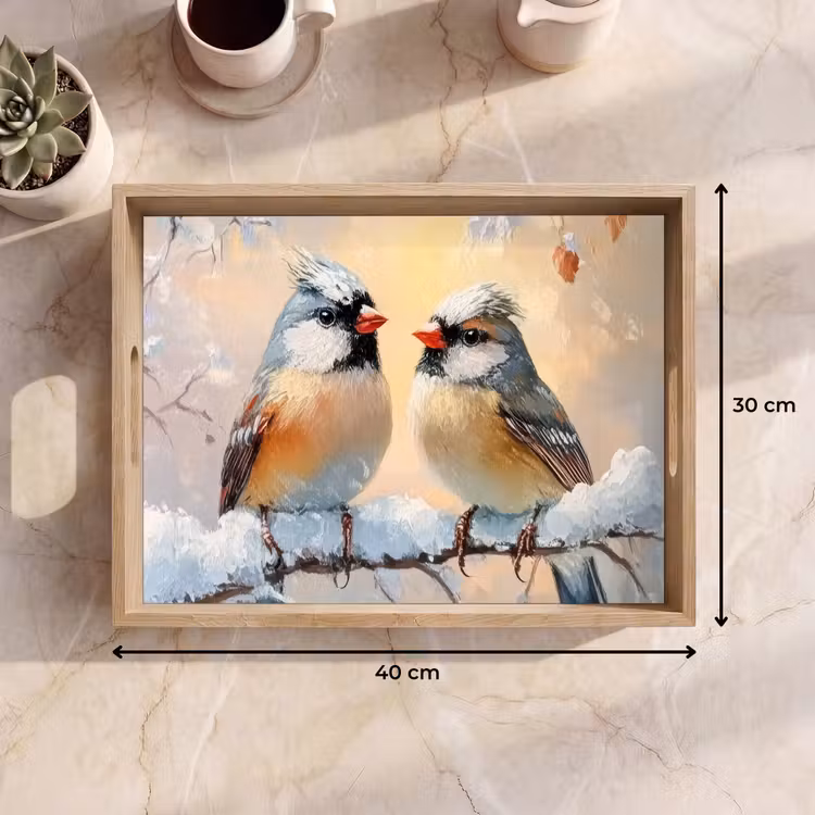 Dienblad - Vogels - Tak - Winter - Sneeuw — 9