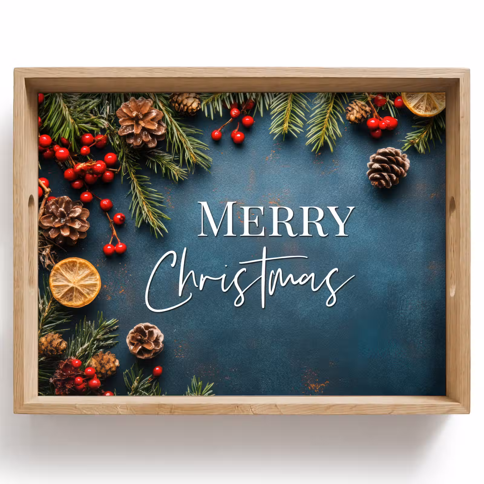 Dienblad - Merry Christmas - Blauw - Kerst - Winter — 1