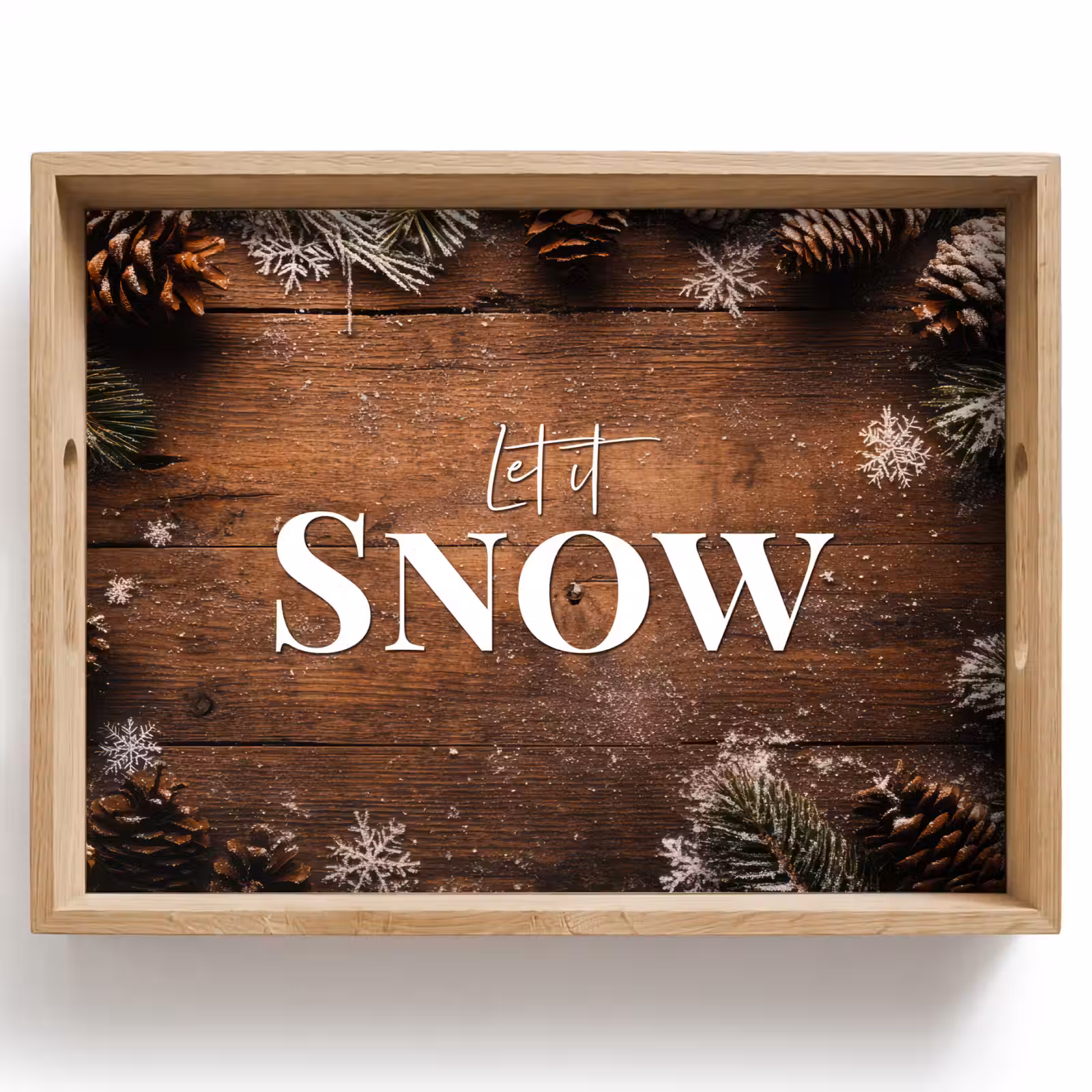 Dienblad - Sneeuw - Houtlook - Quote - Let it snow — 1