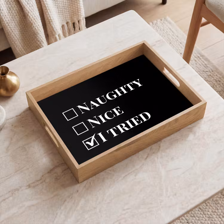 Dienblad - Kerst - Zwart - Wit - Quote - Grappig — 2