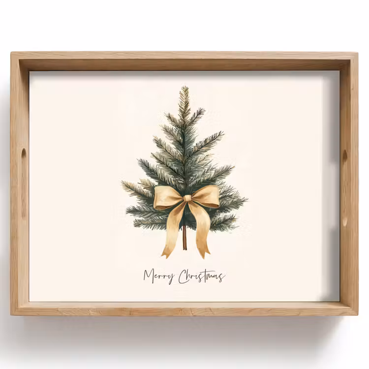 Dienblad - Kerstboom - Kerst - Merry Christmas - Beige — 1