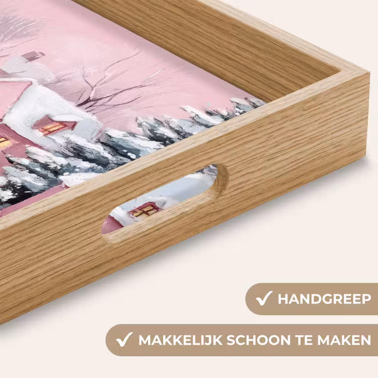 Dienblad - Kerstdorp - Roze - Winter - Sneeuw - Huizen — 5