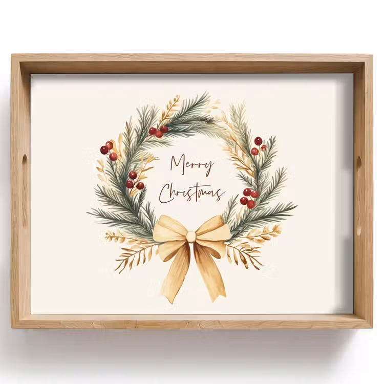 Dienblad - Kerstkrans - Kerst - Goud - Beige — 1