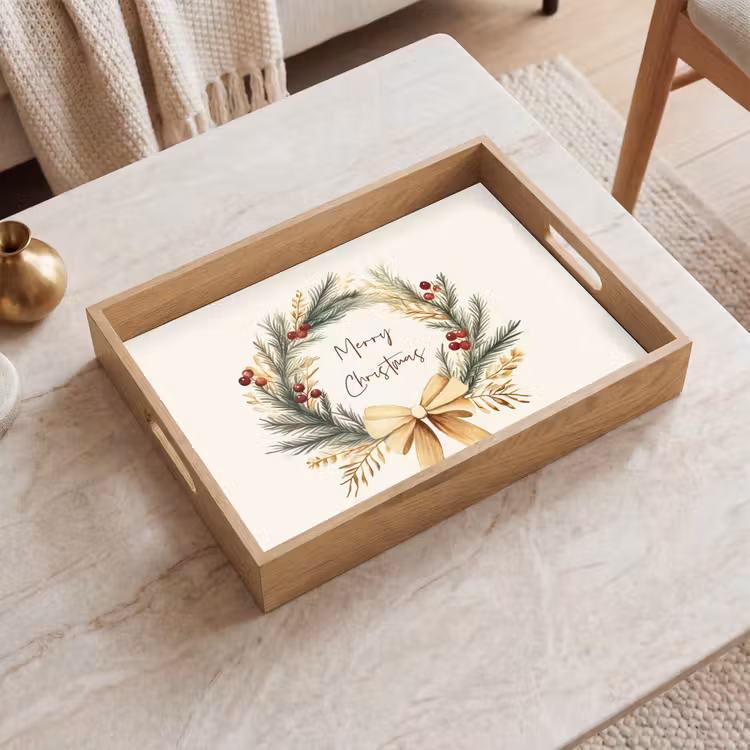 Dienblad - Kerstkrans - Kerst - Goud - Beige — 2