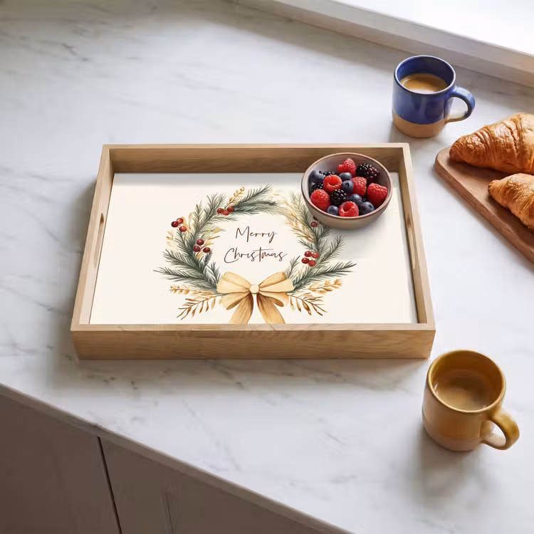 Dienblad - Kerstkrans - Kerst - Goud - Beige — 4