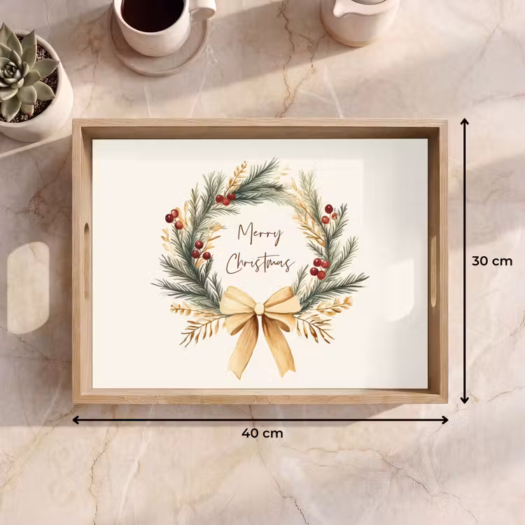 Dienblad - Kerstkrans - Kerst - Goud - Beige — 9
