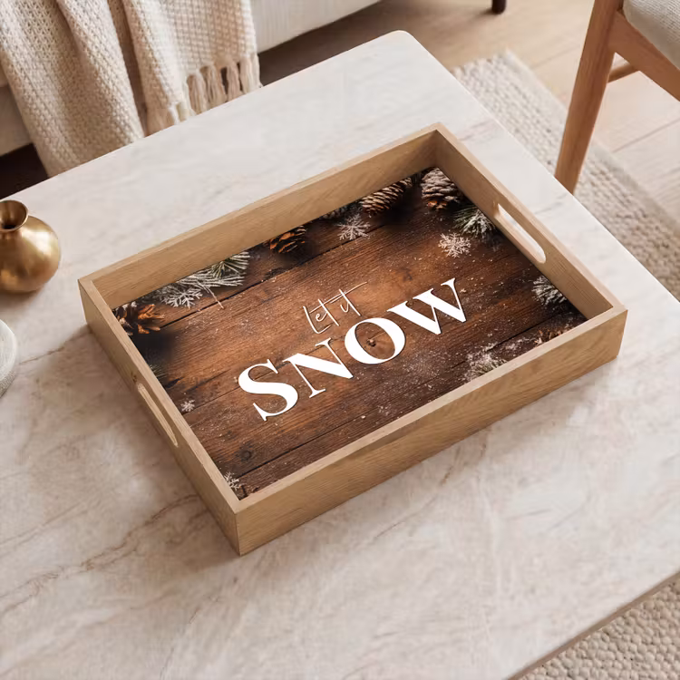 Dienblad - Sneeuw - Houtlook - Quote - Let it snow — 2
