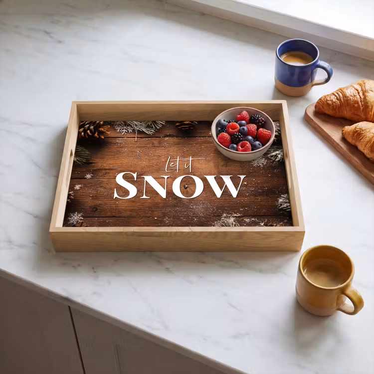 Dienblad - Sneeuw - Houtlook - Quote - Let it snow — 4